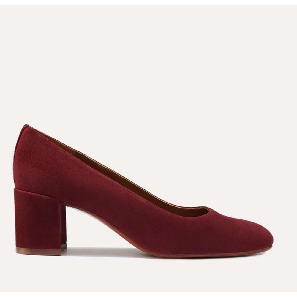 Margaux - Burgundy Suede Block Heel - Size 38.5/8.5. Worn once